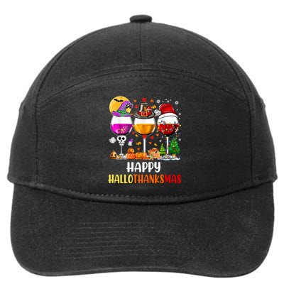 Happy Hallothanksmas Wine Glasses Wine Lover Long Sleeve 7-Panel Snapback Hat