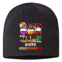 Happy Hallothanksmas Wine Glasses Wine Lover Long Sleeve Sustainable Beanie