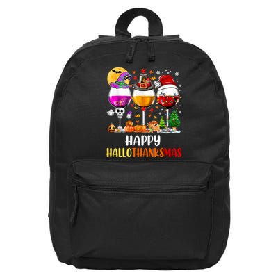 Happy Hallothanksmas Wine Glasses Wine Lover Long Sleeve 16 in Basic Backpack