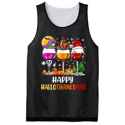 Happy Hallothanksmas Wine Glasses Wine Lover Long Sleeve Mesh Reversible Basketball Jersey Tank