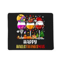 Happy Hallothanksmas Wine Glasses Wine Lover Long Sleeve Mousepad