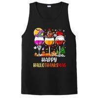 Happy Hallothanksmas Wine Glasses Wine Lover Long Sleeve PosiCharge Competitor Tank