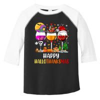 Happy Hallothanksmas Wine Glasses Wine Lover Long Sleeve Toddler Fine Jersey T-Shirt