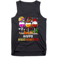 Happy Hallothanksmas Wine Glasses Wine Lover Long Sleeve Tank Top