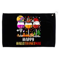 Happy Hallothanksmas Wine Glasses Wine Lover Long Sleeve Grommeted Golf Towel