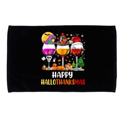 Happy Hallothanksmas Wine Glasses Wine Lover Long Sleeve Microfiber Hand Towel