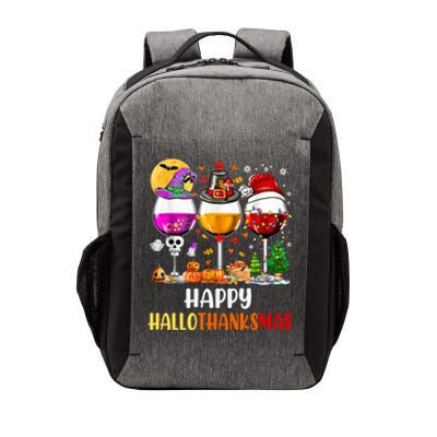 Happy Hallothanksmas Wine Glasses Wine Lover Long Sleeve Vector Backpack