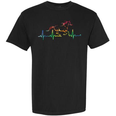 Horse Heartbeat Watercolor Horse Lovers Gift Garment-Dyed Heavyweight T-Shirt
