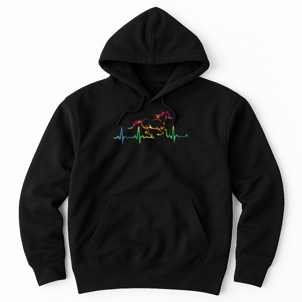 Horse Heartbeat Watercolor Horse Lovers Gift Hoodie