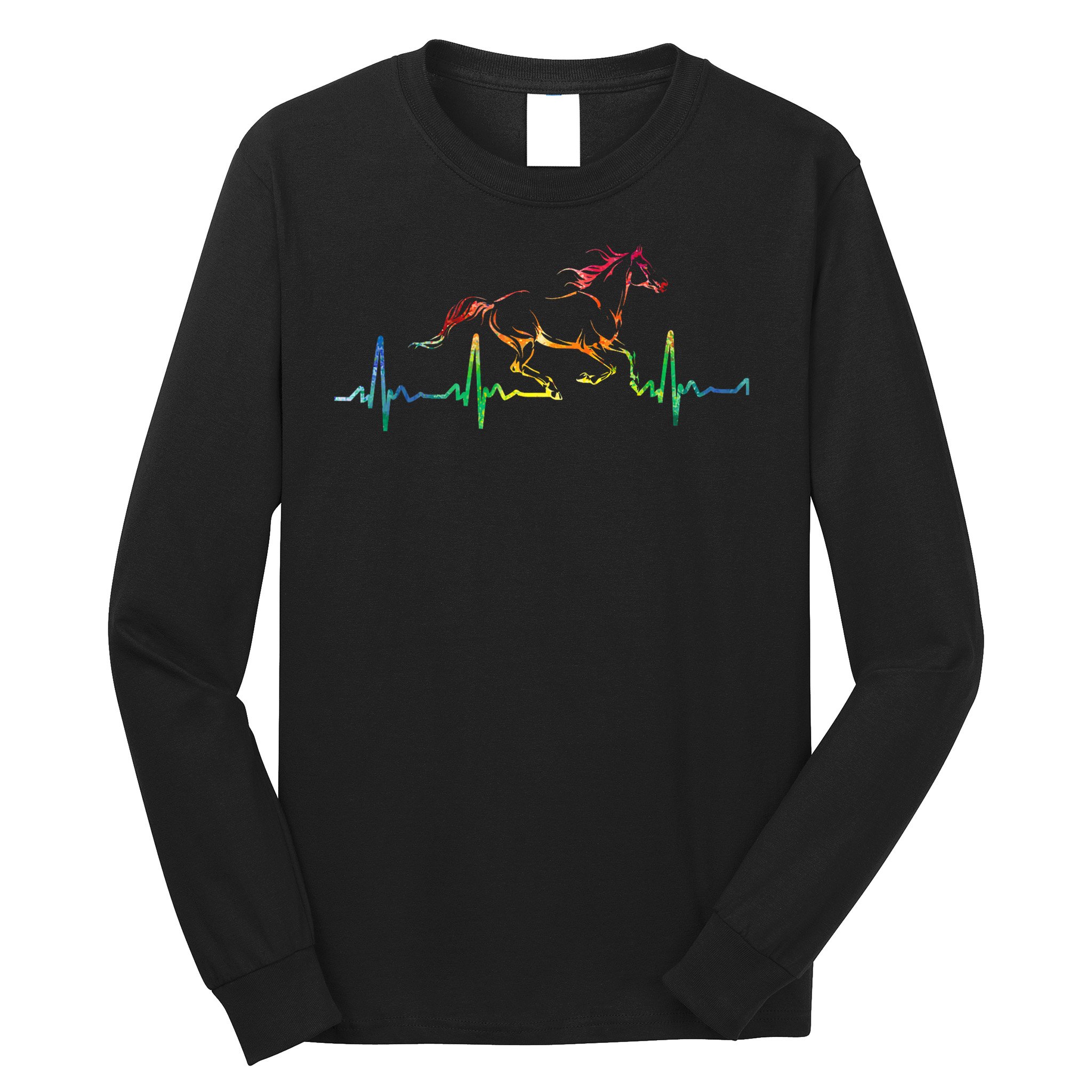 Horse Heartbeat Watercolor Horse Lovers Gift Long Sleeve Shirt