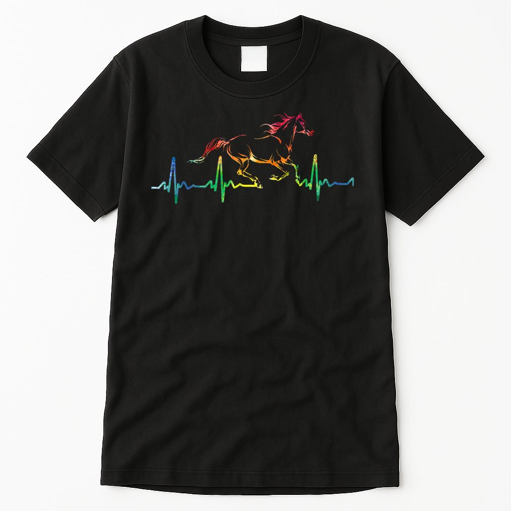 Horse Heartbeat Watercolor Horse Lovers Gift Tall T-Shirt