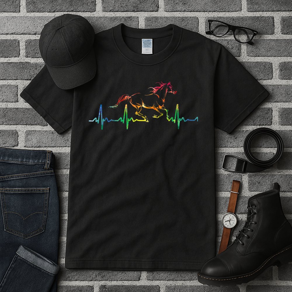Horse Heartbeat Watercolor Horse Lovers Gift Tall T-Shirt
