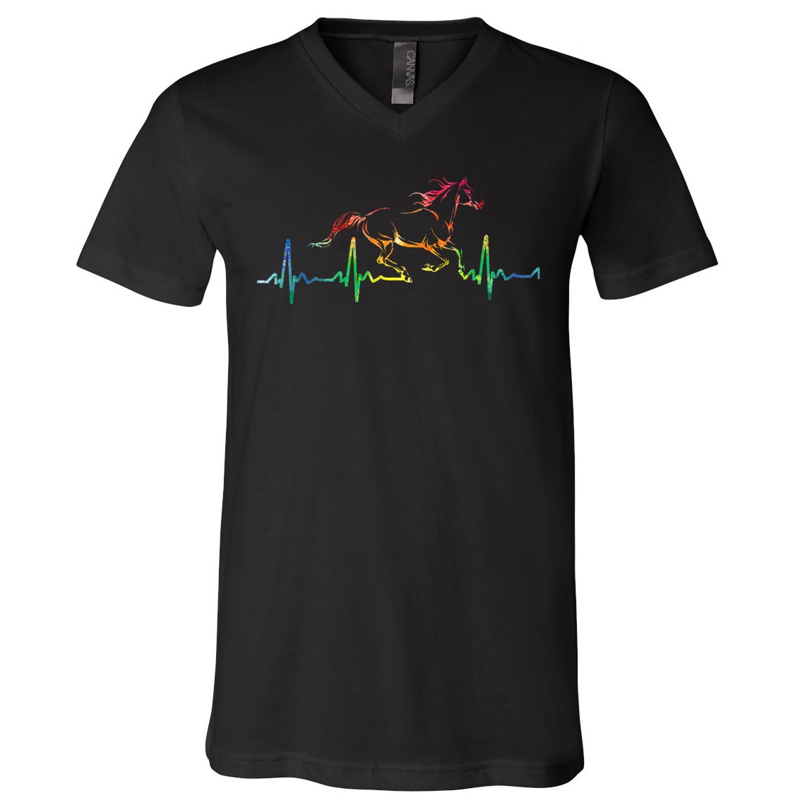 Horse Heartbeat Watercolor Horse Lovers Gift V-Neck T-Shirt