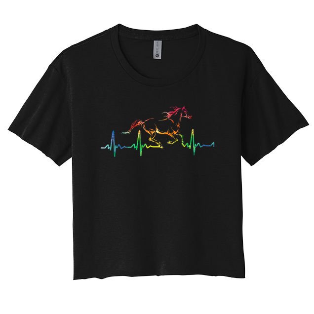 Horse Heartbeat Watercolor Horse Lovers Gift Crop Top
