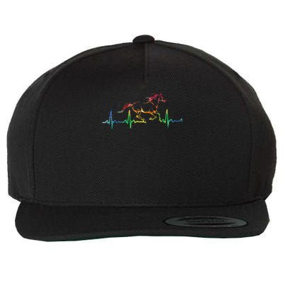 Horse Heartbeat Watercolor Horse Lovers Gift Wool Snapback Cap