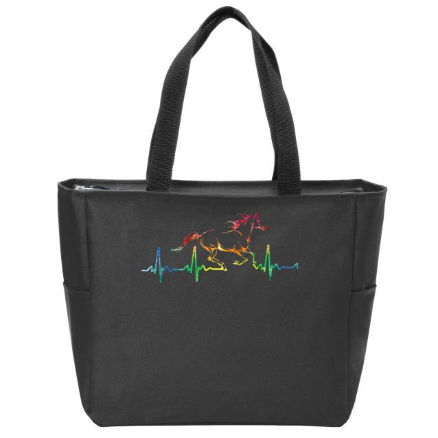 Horse Heartbeat Watercolor Horse Lovers Gift Zip Tote Bag