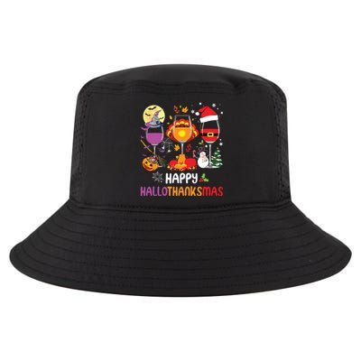 Happy Hallothanksmas Wine Glasses Halloween Thanksgiving Cool Comfort Performance Bucket Hat