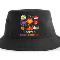 Happy Hallothanksmas Wine Glasses Halloween Thanksgiving Sustainable Bucket Hat