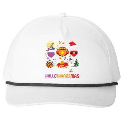 Happy Hallothanksmas Wine Glasses Halloween Thanksgiving Snapback Five-Panel Rope Hat