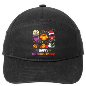 Happy Hallothanksmas Wine Glasses Halloween Thanksgiving 7-Panel Snapback Hat