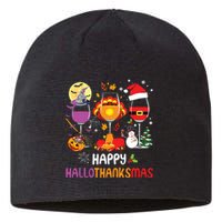 Happy Hallothanksmas Wine Glasses Halloween Thanksgiving Sustainable Beanie