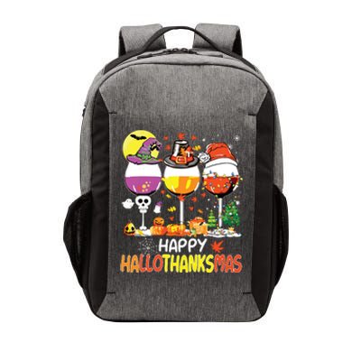 Happy Hallothanksmas Wine Glasses Witch Santa Hat Pumpkin Vector Backpack