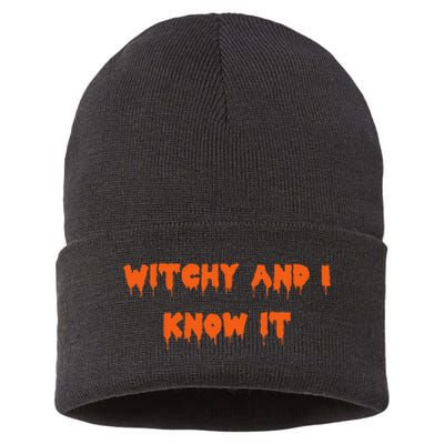 Happy Halloween Witchy And I Know It Spooky Costume Sustainable Knit Beanie