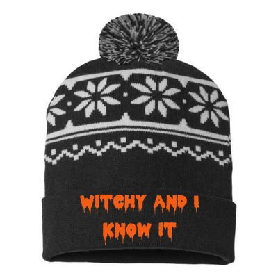 Happy Halloween Witchy And I Know It Spooky Costume USA-Made Snowflake Beanie