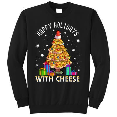 Happy Holidays With Cheese Pizza Christmas Tree Sweatshirt