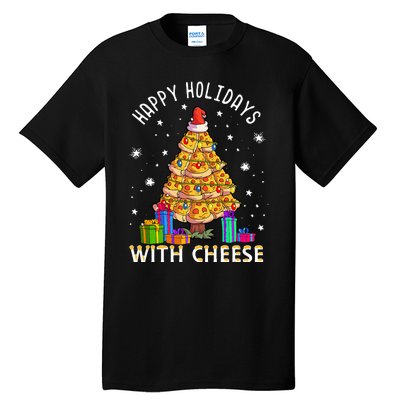 Happy Holidays With Cheese Pizza Christmas Tree Tall T-Shirt