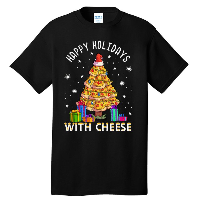 Happy Holidays With Cheese Pizza Christmas Tree Tall T-Shirt