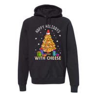 Happy Holidays With Cheese Pizza Christmas Tree Premium Hoodie