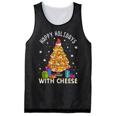 Happy Holidays With Cheese Pizza Christmas Tree Mesh Reversible Basketball Jersey Tank