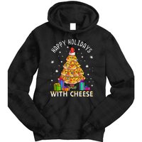 Happy Holidays With Cheese Pizza Christmas Tree Tie Dye Hoodie