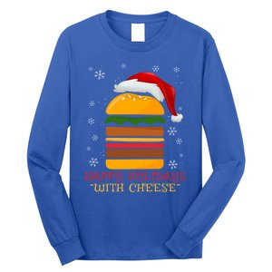 Happy Holidays With Cheese Gift Christmas Cheeseburger Gift Long Sleeve Shirt