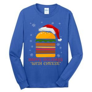 Happy Holidays With Cheese Gift Christmas Cheeseburger Gift Tall Long Sleeve T-Shirt