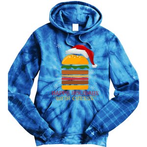 Happy Holidays With Cheese Gift Christmas Cheeseburger Gift Tie Dye Hoodie