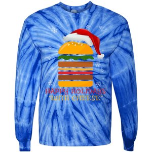 Happy Holidays With Cheese Gift Christmas Cheeseburger Gift Tie-Dye Long Sleeve Shirt