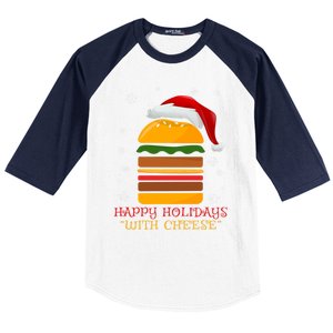 Happy Holidays With Cheese Gift Christmas Cheeseburger Gift Baseball Sleeve Shirt