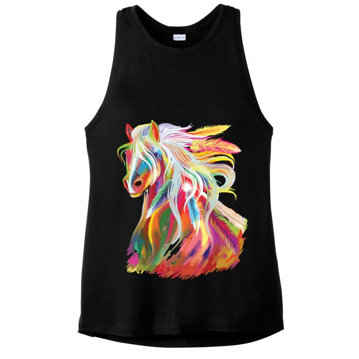 Horse Head Watercolor Equestrian Ladies PosiCharge Tri-Blend Wicking Tank