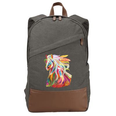 Horse Head Watercolor Equestrian Cotton Canvas Backpack