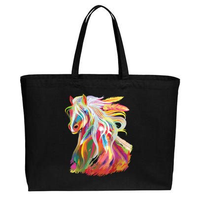 Horse Head Watercolor Equestrian Cotton Canvas Jumbo Tote