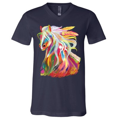 Horse Head Watercolor Equestrian V-Neck T-Shirt