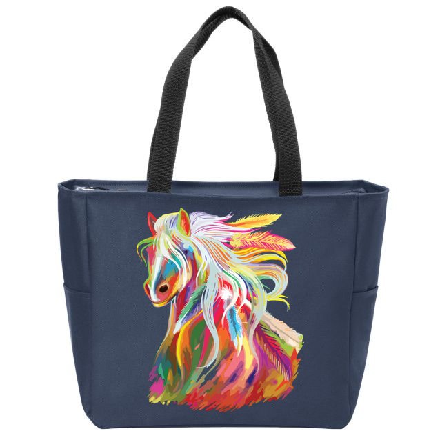 Horse Head Watercolor Equestrian Zip Tote Bag