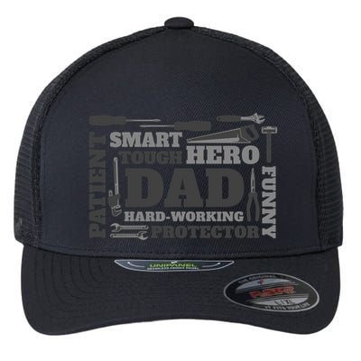 Hero Hard Working Dad Fathers Day Gift Flexfit Unipanel Trucker Cap