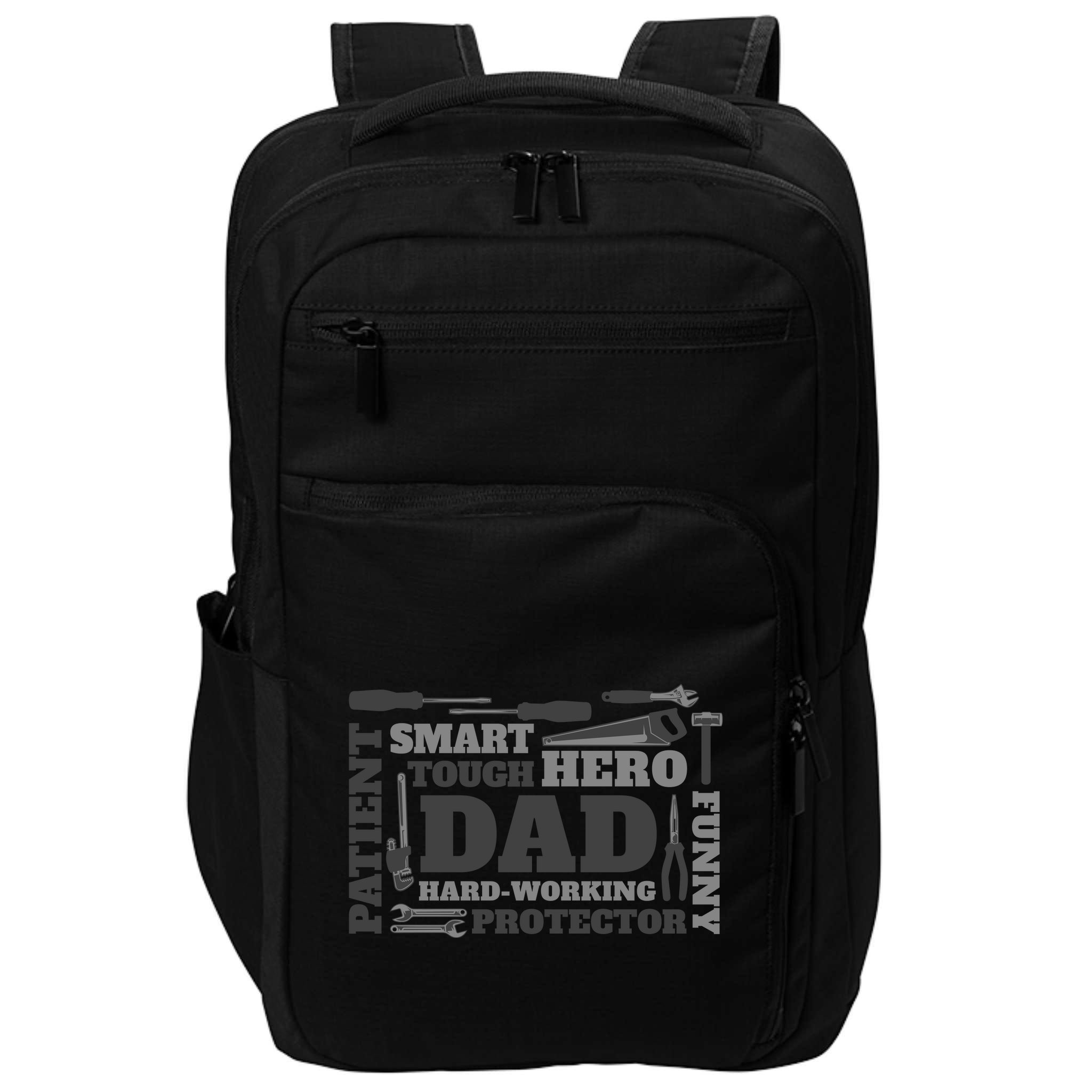 Hero Hard Working Dad Fathers Day Gift Impact Tech Backpack