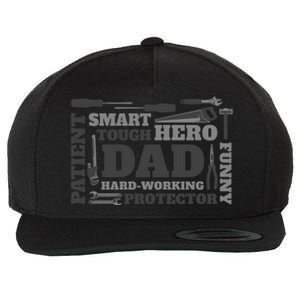 Hero Hard Working Dad Fathers Day Gift Wool Snapback Cap