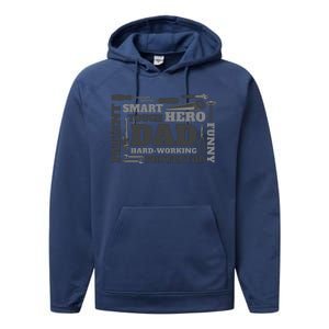 Hero Hard Working Dad Fathers Day Gift Performance Fleece Hoodie