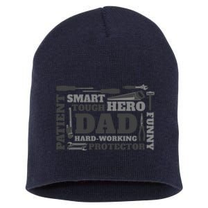 Hero Hard Working Dad Fathers Day Gift Short Acrylic Beanie