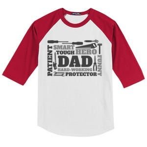 Hero Hard Working Dad Fathers Day Gift Kids Colorblock Raglan Jersey